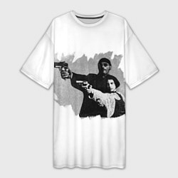 Футболка женская длинная Леон рисунок, цвет: 3D-принт