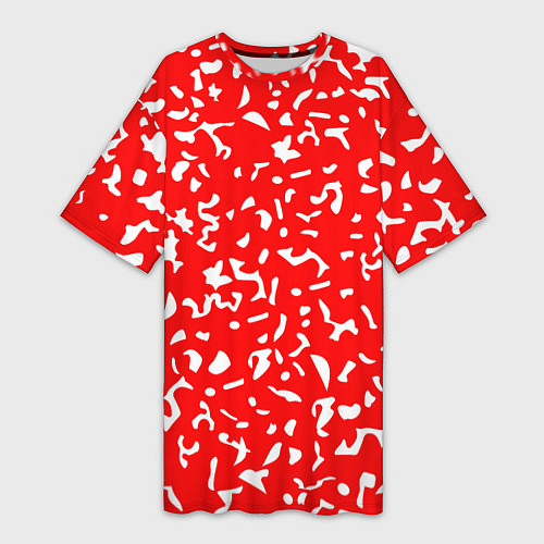 Женская длинная футболка Красный яркий камуфляж / 3D-принт – фото 1