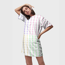 Футболка женская длинная Color white multicolored stripes, цвет: 3D-принт — фото 2