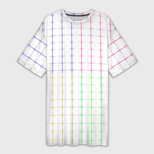 Женская длинная футболка Color white multicolored stripes / 3D-принт – фото 1