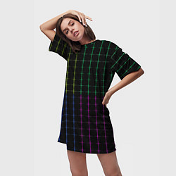 Футболка женская длинная Color black multicolored stripes, цвет: 3D-принт — фото 2