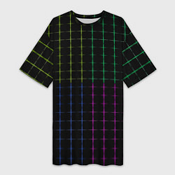 Женская длинная футболка Color black multicolored stripes