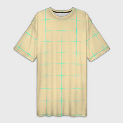 Женская длинная футболка Color beige green crosses