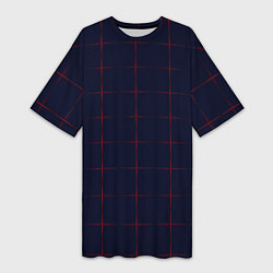 Женская длинная футболка Color dark blue red crosses