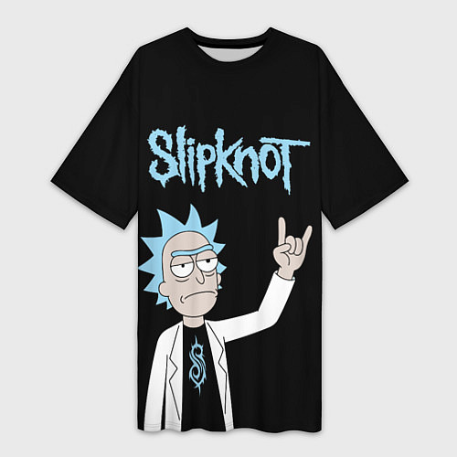 Женская длинная футболка Slipknot и Рик Санчес из Рик и Морти / 3D-принт – фото 1