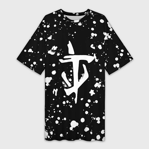 Женская длинная футболка Doom белые краски текстура / 3D-принт – фото 1