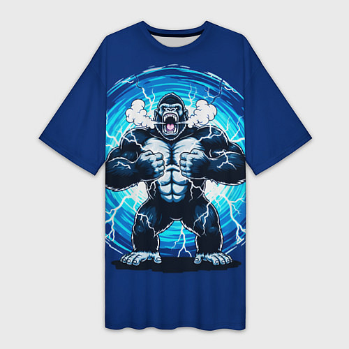 Женская длинная футболка Горилла показывает свою силу / 3D-принт – фото 1