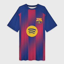 Футболка женская длинная Барселона домашняя форма 2025 2026, цвет: 3D-принт