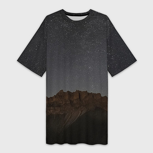 Женская длинная футболка Массив Метеген под звездами / 3D-принт – фото 1
