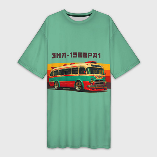Женская длинная футболка Ретро автобус ЗИЛ 158ВРА1 поп-арт / 3D-принт – фото 1