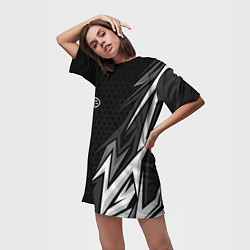 Футболка женская длинная Subaru - монохромный черный, цвет: 3D-принт — фото 2