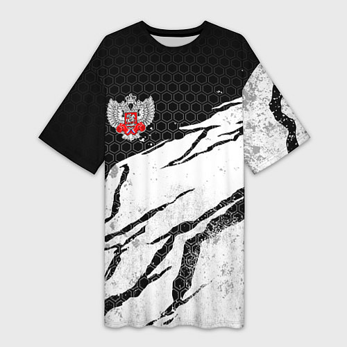 Женская длинная футболка Федерация бокса России - белый затертый / 3D-принт – фото 1