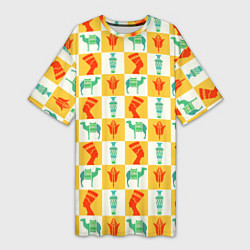 Футболка женская длинная Мотивы Египта, цвет: 3D-принт