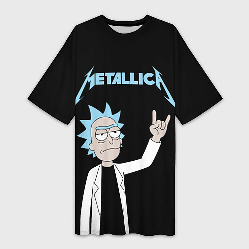 Женская длинная футболка Metallica и Рик рокер из Рик и Морти / 3D-принт – фото 1