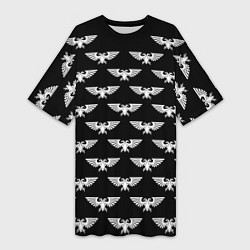 Футболка женская длинная Империум человечества паттерн, цвет: 3D-принт