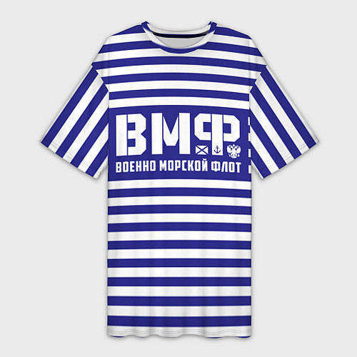 Женская длинная футболка ВМФ текстура тельняшки / 3D-принт – фото 1