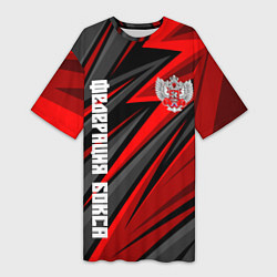 Женская длинная футболка Федерация бокса России - красный спорт