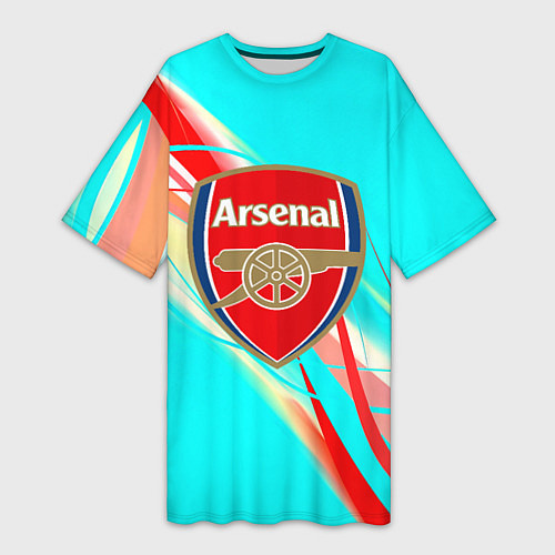 Женская длинная футболка Arsenal stripes / 3D-принт – фото 1