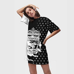 Футболка женская длинная Liverpool текстура спорт, цвет: 3D-принт — фото 2