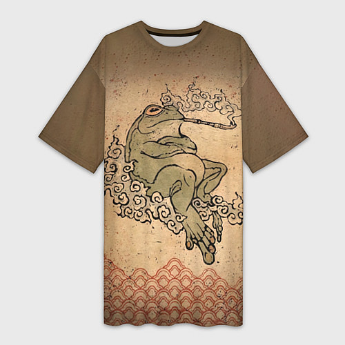 Женская длинная футболка Лягушка с трубкой / 3D-принт – фото 1
