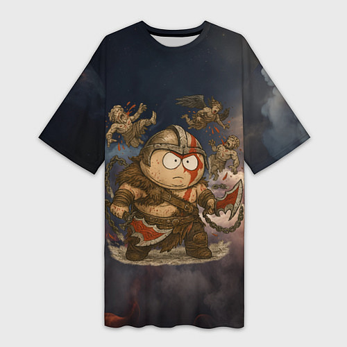 Женская длинная футболка Эрик Картман вселенная God of War / 3D-принт – фото 1