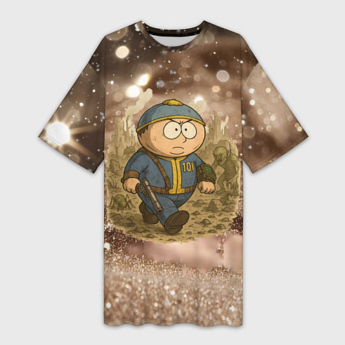 Женская длинная футболка Эрик картман в фалауте / 3D-принт – фото 1