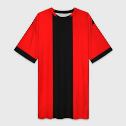 Футболка женская длинная Color red and black, цвет: 3D-принт