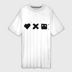 Футболка женская длинная Love death and robots - black and white, цвет: 3D-принт