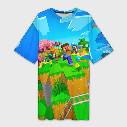 Женская длинная футболка Майнкрафт - на встречу приключениям / 3D-принт – фото 1