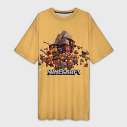 Футболка женская длинная Пиглины майнкрафт, цвет: 3D-принт