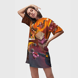 Футболка женская длинная Пиглины, цвет: 3D-принт — фото 2