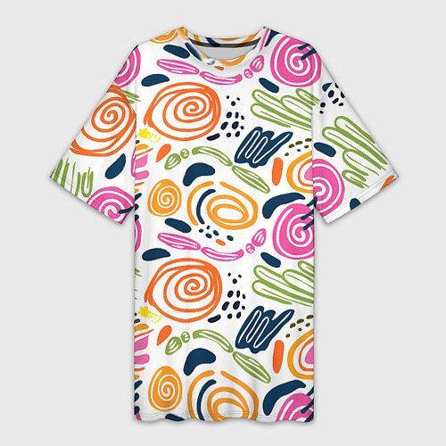 Женская длинная футболка Яркие спирали / 3D-принт – фото 1