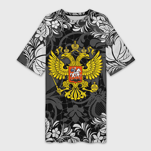 Женская длинная футболка Герб РФ / 3D-принт – фото 1