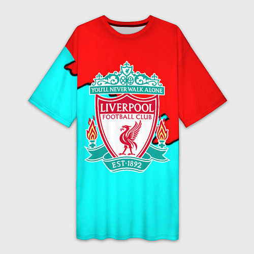 Женская длинная футболка Liverpool краски текстура штрихи / 3D-принт – фото 1