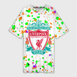 Футболка женская длинная Liverpool брызги красок текстура, цвет: 3D-принт