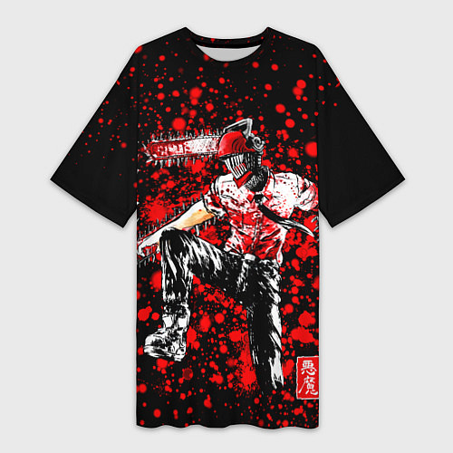 Женская длинная футболка Человек-бензопила / 3D-принт – фото 1