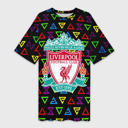 Женская длинная футболка Liverpool pattern neon / 3D-принт – фото 1