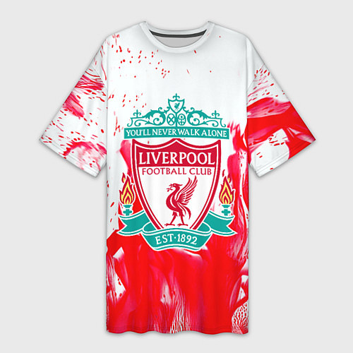Женская длинная футболка Liverpool розовый огонь / 3D-принт – фото 1