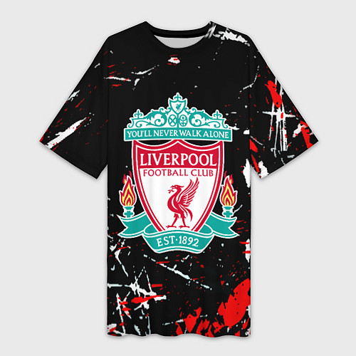 Женская длинная футболка Liverpool штрихи красок / 3D-принт – фото 1