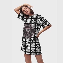 Футболка женская длинная Inter japan black, цвет: 3D-принт — фото 2