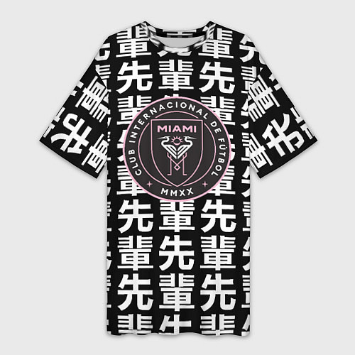 Женская длинная футболка Inter japan black / 3D-принт – фото 1