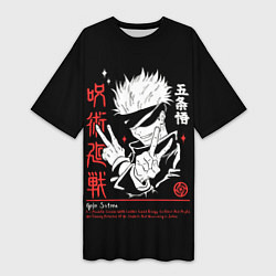 Футболка женская длинная Годжо Сатору из Магической битвы, цвет: 3D-принт