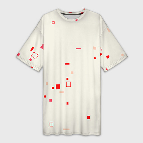 Женская длинная футболка Color white red shapes / 3D-принт – фото 1