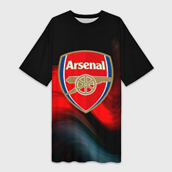 Футболка женская длинная Арсенал абстракция аолна, цвет: 3D-принт