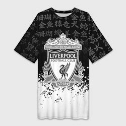 Футболка женская длинная Liverpool японские символы краски, цвет: 3D-принт