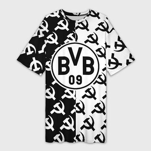 Женская длинная футболка Borussia паттерн ссср / 3D-принт – фото 1