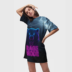 Футболка женская длинная Rage mode злой медведь, цвет: 3D-принт — фото 2