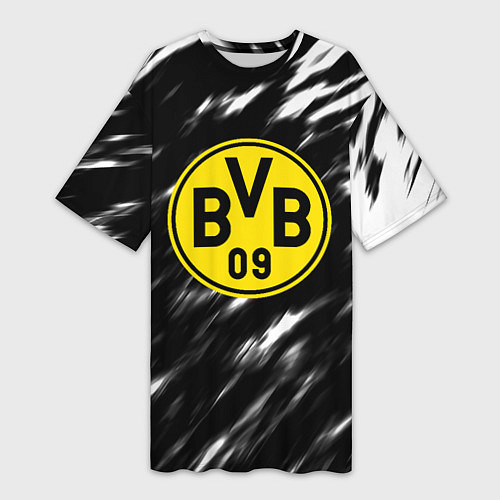 Женская длинная футболка Borussia штрихи красок текстура / 3D-принт – фото 1