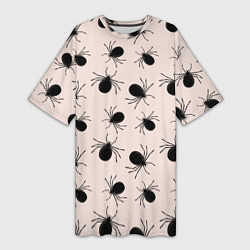 Женская длинная футболка Паттерн с черными жуками