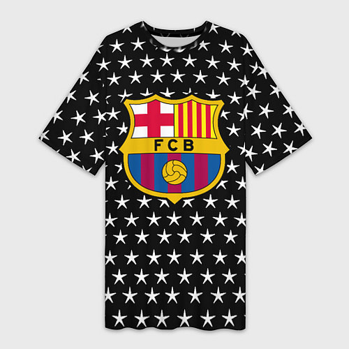 Женская длинная футболка Barcelona звезды / 3D-принт – фото 1